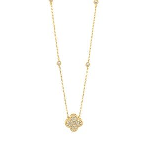 Pave CZ Clover Pendant Necklace